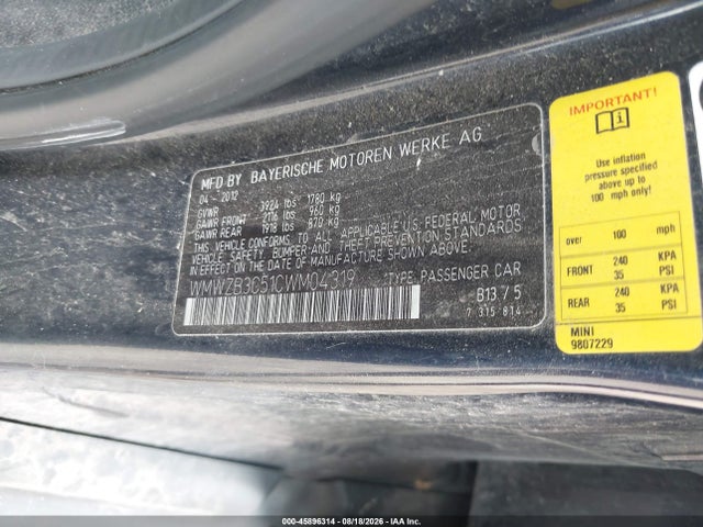Продажа на аукционе авто 2012 Mini Cooper Countryman, vin: WMWZB3C51CWM04319, номер лота: 45896314