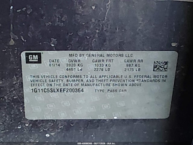 Chevrolet MALIBU 1LT 2014 1G11C5SLXEF200364 Image 9