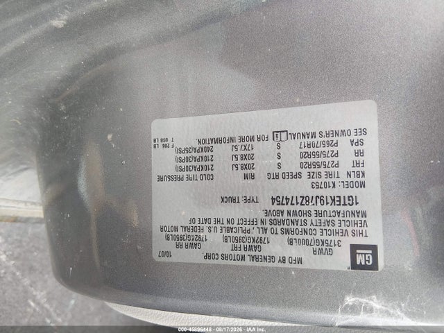 Aukcja sprzedaży 2008 Gmc Sierra 1500 Sle2, vin: 1GTEK19J78Z174754, numer aukcji: 45896448