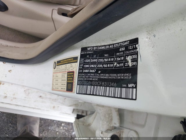 2012 Mercedes-benz Glk 350 4matic მანქანა იყიდება აუქციონზე, vin: WDCGG8HB0CF831346, აუქციონის ნომერი: 45896503