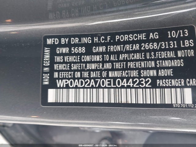 Aukcja sprzedaży 2014 Porsche Panamera E-hybrid S, vin: WP0AD2A70EL044232, numer aukcji: 45896507