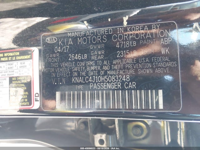 Aukcja sprzedaży 2017 Kia Cadenza Premium, vin: KNALC4J10H5083248, numer aukcji: 45896523