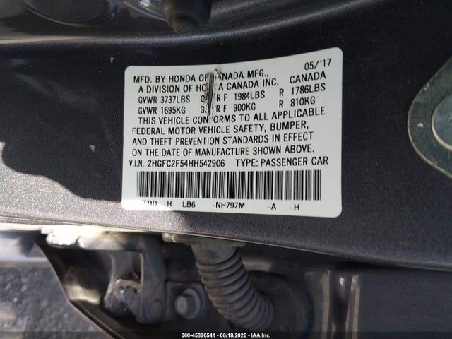 Honda Civic Lx 2017 2HGFC2F54HH542906 Image 9