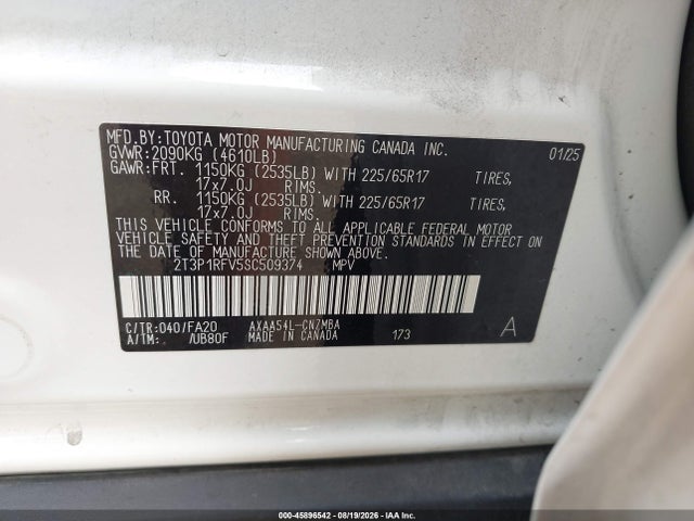 Toyota Rav4 Xle 2025 2T3P1RFV5SC509374 Image 9