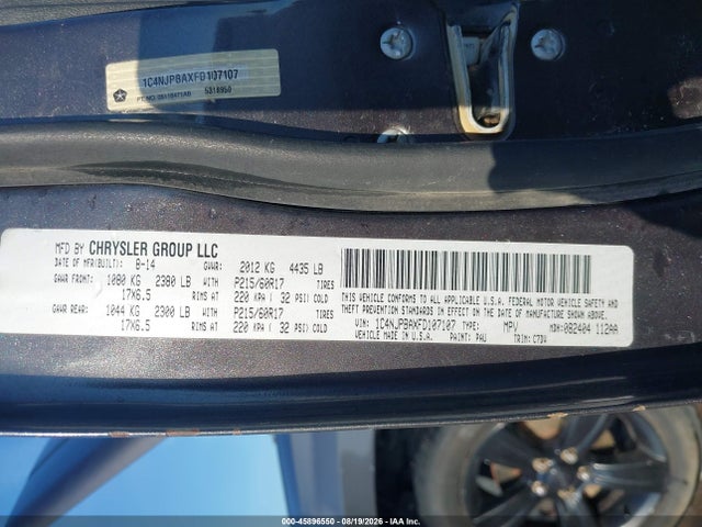 2015 Jeep Patriot Altitude Edition მანქანა იყიდება აუქციონზე, vin: 1C4NJPBAXFD107107, აუქციონის ნომერი: 45896550