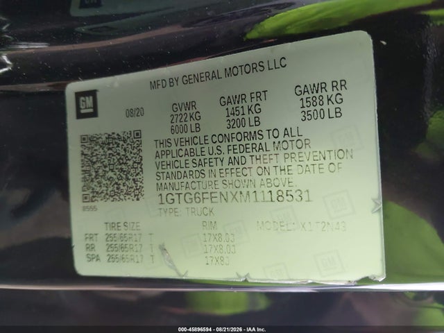Продаж на аукціоні авто 2021 Gmc Canyon 4wd  Short Box At4 - Cloth, vin: 1GTG6FENXM1118531, номер лоту: 45896594