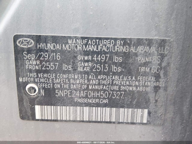 Продажа на аукционе авто 2017 Hyundai Sonata, vin: 5NPE24AF0HH507327, номер лота: 45896621