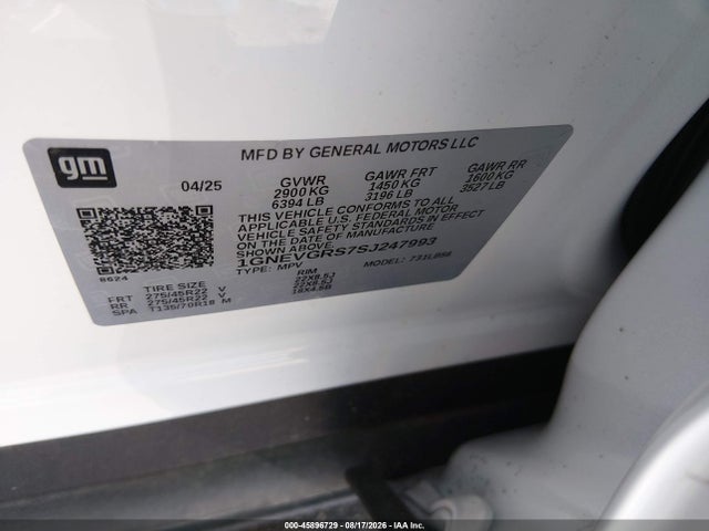 2025 Chevrolet Traverse Awd Lt მანქანა იყიდება აუქციონზე, vin: 1GNEVGRS7SJ247993, აუქციონის ნომერი: 45896729