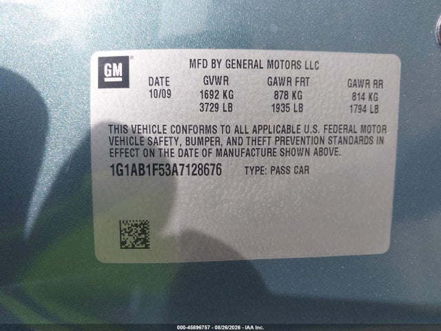 Продаж на аукціоні авто 2010 Chevrolet Cobalt Ls, vin: 1G1AB1F53A7128676, номер лоту: 45896757