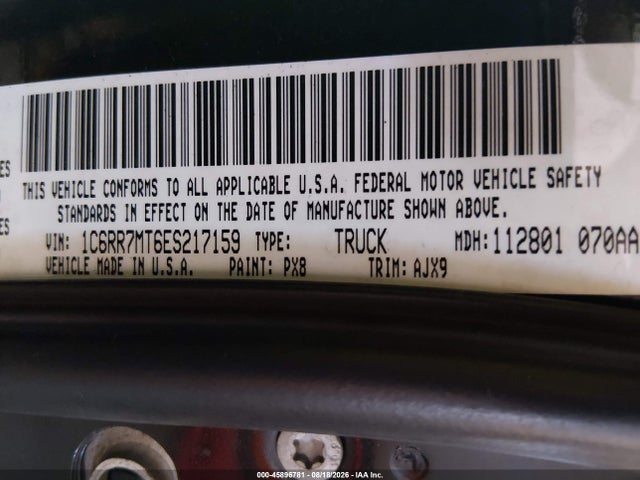 45896781 :رقم المزاد ، 1C6RR7MT6ES217159 vin ، 2014 Ram 1500 Sport مزاد بيع
