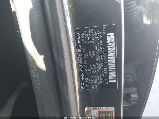 Продаж на аукціоні авто 2022 Hyundai Tucson Sel, vin: 5NMJF3AE4NH007071, номер лоту: 45896799