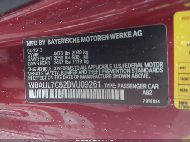 Aukcja sprzedaży 2013 Bmw 128i, vin: WBAUL7C52DVU09261, numer aukcji: 45896809