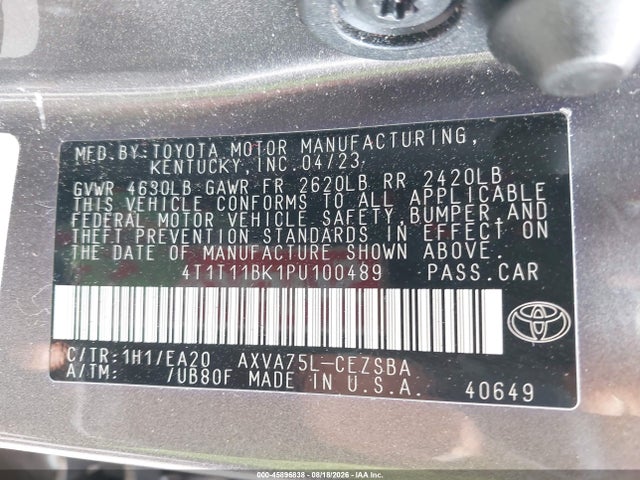 Продажа на аукционе авто 2023 Toyota Camry Se Awd, vin: 4T1T11BK1PU100489, номер лота: 45896838