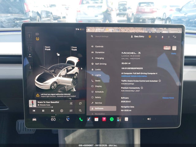 45896907 :رقم المزاد ، 5YJ3E1EB2SF952212 vin ، 2025 Tesla Model 3 Long Range All-wheel Drive مزاد بيع