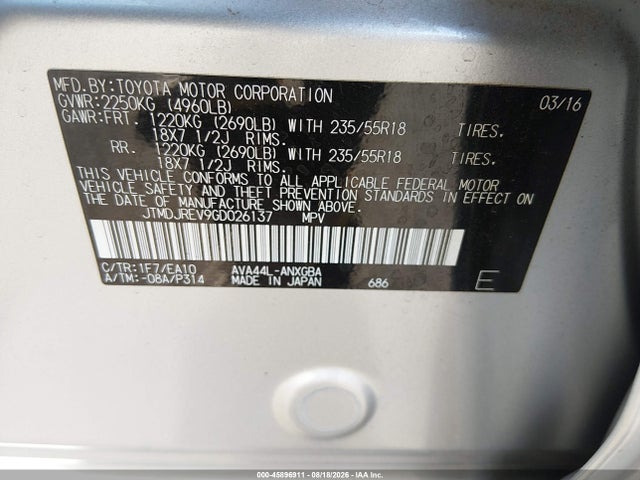 JTMDJREV9GD026137 Toyota Rav4 Hybrid Limited