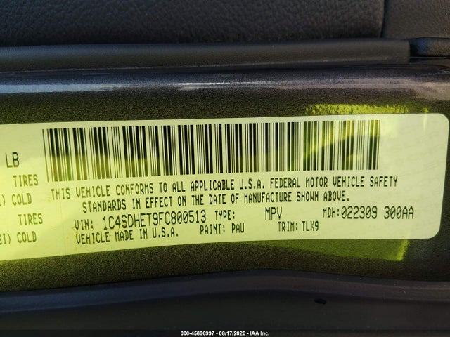 2015 Dodge Durango Citadel მანქანა იყიდება აუქციონზე, vin: 1C4SDHET9FC800513, აუქციონის ნომერი: 45896997