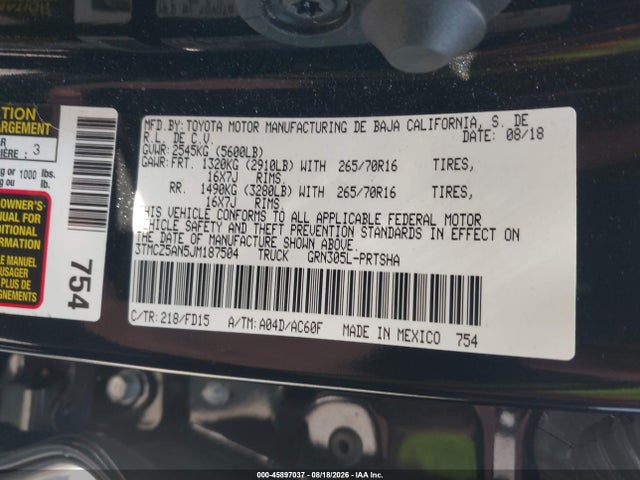 3TMCZ5AN5JM187504 Toyota Tacoma Trd Off Road