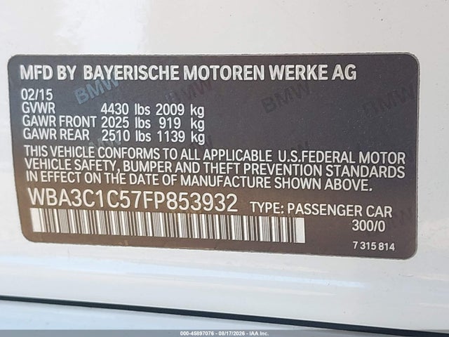 BMW 328I 2015 WBA3C1C57FP853932 Image 9