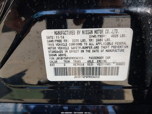 Продажа на аукционе авто 2015 Infiniti Q50 Premium/sport, vin: JN1BV7AP6FM334312, номер лота: 45897091