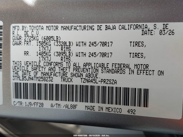 Toyota Tacoma Sr5 2026 3TMLB5JN4TM258232 Image 9