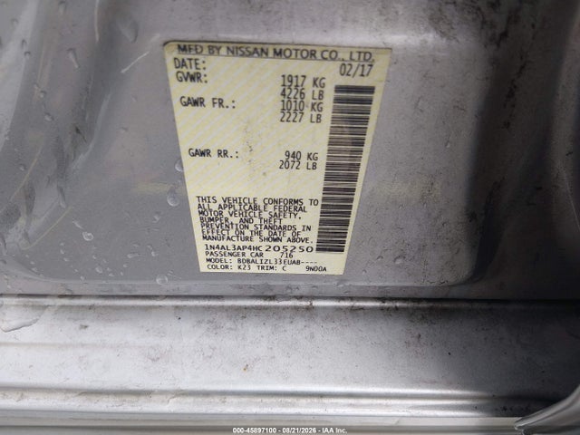 Nissan Altima 2.5 Sv 2017 1N4AL3AP4HC205250 Image 9