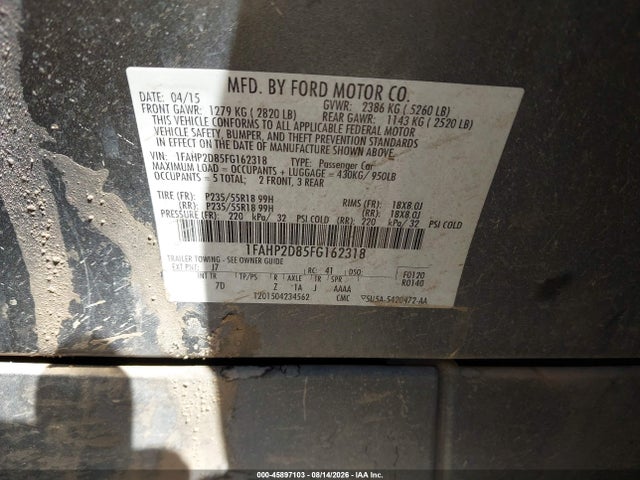 Ford TAURUS SE 2015 1FAHP2D85FG162318 Image 9