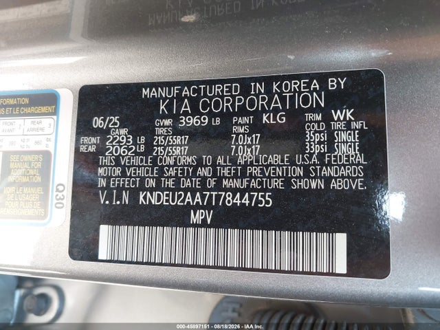 Продажа на аукционе авто 2026 Kia Seltos S, vin: KNDEU2AA7T7844755, номер лота: 45897151
