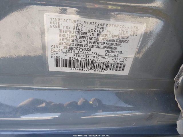 Aukcja sprzedaży 2025 Nissan Sentra Sr, vin: 3N1AB8DV7SY243870, numer aukcji: 45897178