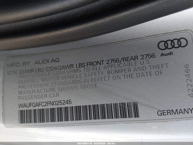 Продаж на аукціоні авто 2015 Audi A6 3.0t Premium Plus, vin: WAUFGAFC2FN025245, номер лоту: 45897179