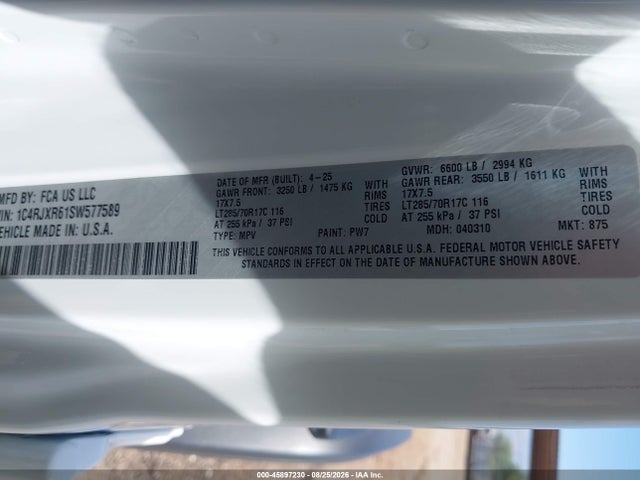 Продаж на аукціоні авто 2025 Jeep Wrangler 4xe Rubicon 4xe, vin: 1C4RJXR61SW577589, номер лоту: 45897230