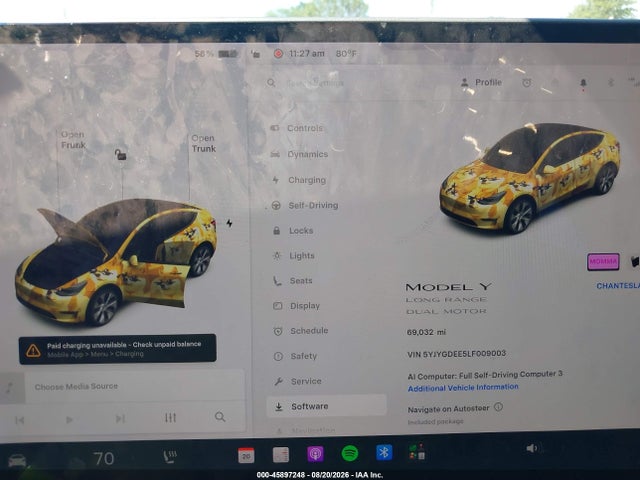 Продаж на аукціоні авто 2020 Tesla Model Y Long Range Dual Motor All-wheel Drive, vin: 5YJYGDEE5LF009003, номер лоту: 45897248