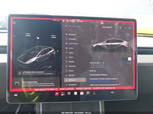 Auction sale of the 2026 Tesla Model Y All-wheel Drive/long Range Launch Series/premium All-wheel Drive, vin: 7SAYGDEE7TF365472, lot number: 45897298