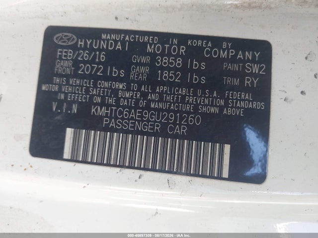 Hyundai Veloster Turbo 2016 KMHTC6AE9GU291260 Image 9