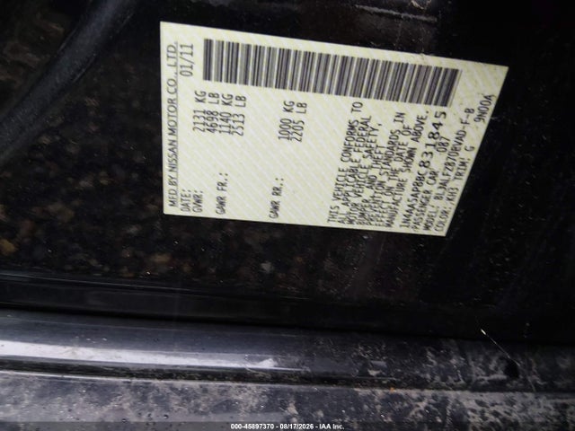 45897370 :رقم المزاد ، 1N4AA5AP8BC831845 vin ، 2011 Nissan Maxima 3.5 Sv مزاد بيع