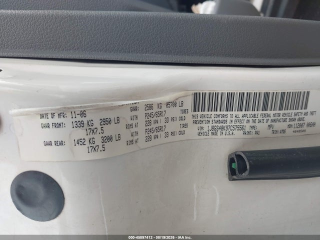 Продажа на аукционе авто 2007 Jeep Grand Cherokee Laredo, vin: 1J8GS48K97C575561, номер лота: 45897412