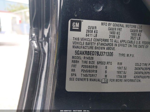 Продаж на аукціоні авто 2011 Buick Enclave 1xl, vin: 5GAKRBED7BJ371306, номер лоту: 45897433