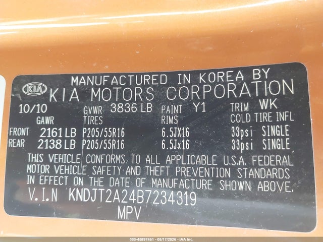 Aukcja sprzedaży 2011 Kia Soul +, vin: KNDJT2A24B7234319, numer aukcji: 45897461