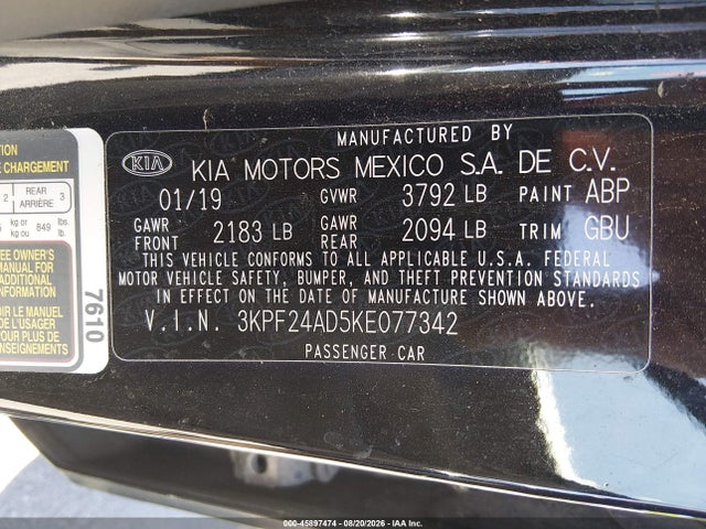 KIA Forte Lxs 2019 3KPF24AD5KE077342 Image 9