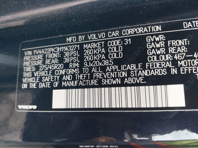 YV4A22PK3H1143271 Volvo Xc90 T6 Momentum