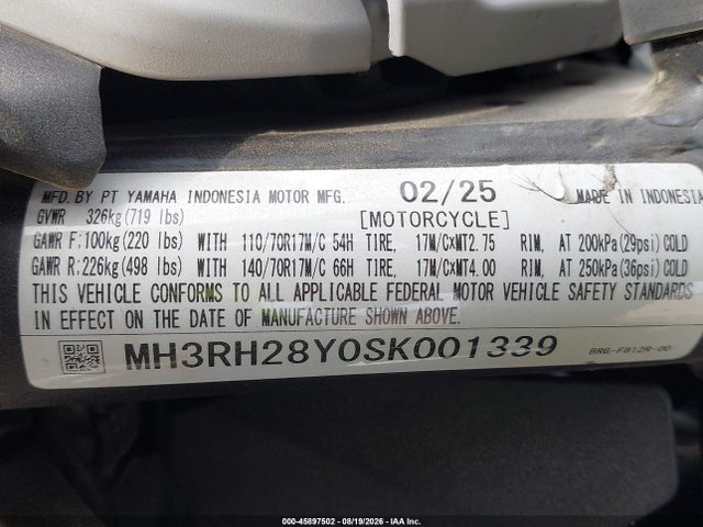 Yamaha Mtn320 Ac 2025 MH3RH28Y0SK001339 Image 10