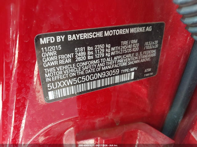 5UXXW5C50G0N93059 BMW X4 Xdrive35i