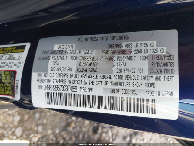 Auction sale of the 2011 Mazda Cx-7 I Sport, vin: JM3ER2B57B0367858, lot number: 45897529