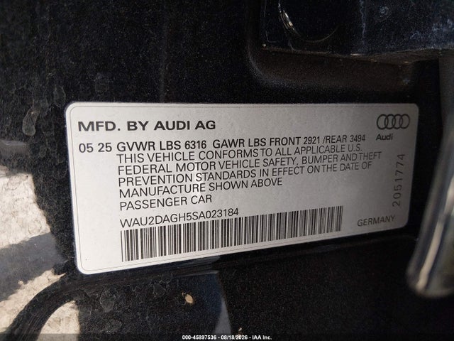 Audi A6 E-tron Premium Plus 2025 WAU2DAGH5SA023184 Image 9