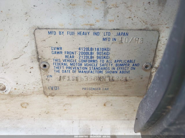 Продаж на аукціоні авто 1999 Subaru Forester L, vin: JF1SF6350XH718215, номер лоту: 45897552
