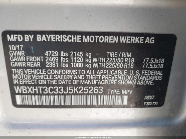 Продаж на аукціоні авто 2018 Bmw X1 Xdrive28i, vin: WBXHT3C33J5K25263, номер лоту: 45897574