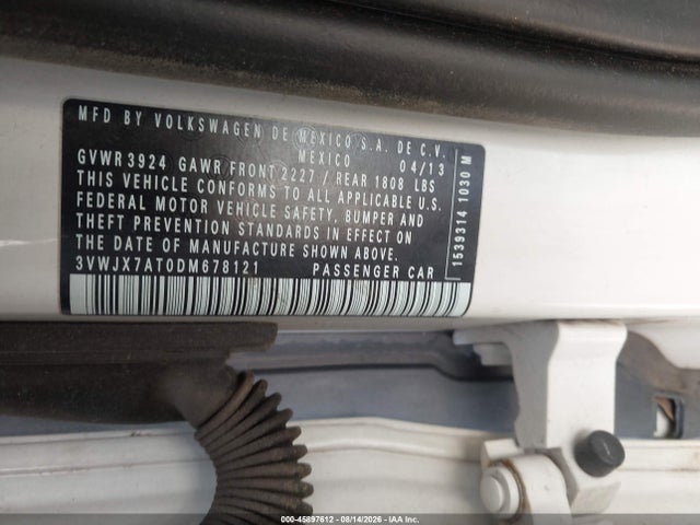 Продажа на аукционе авто 2013 Volkswagen Beetle 2.5l, vin: 3VWJX7AT0DM678121, номер лота: 45897612