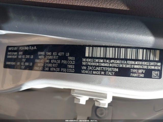 ZACCJABT7FPB87084 Jeep Renegade Latitude