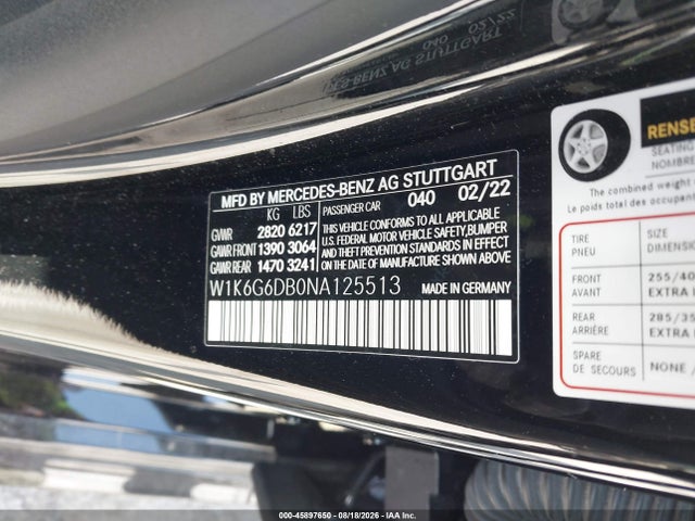 W1K6G6DB0NA125513 Mercedes-Benz S 500 4matic