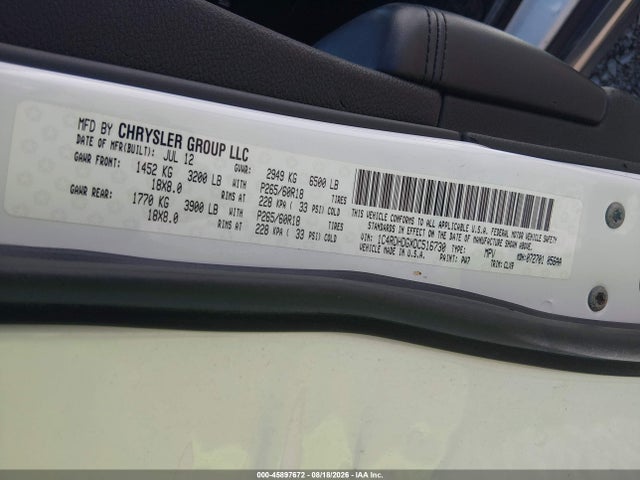 Продаж на аукціоні авто 2013 Dodge Durango Crew, vin: 1C4RDHDGXDC516730, номер лоту: 45897672
