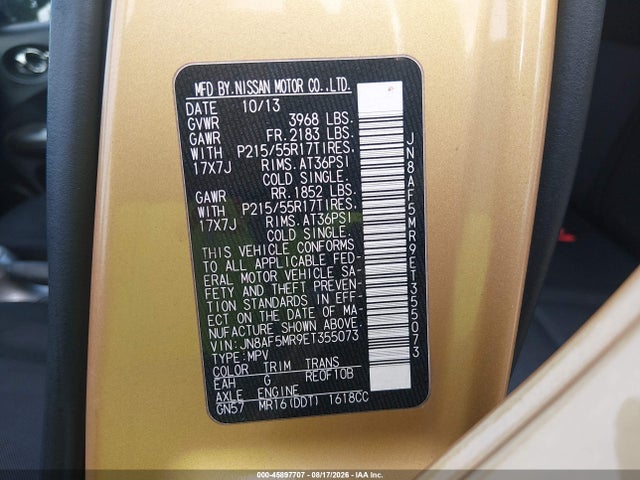 Продаж на аукціоні авто 2014 Nissan Juke S, vin: JN8AF5MR9ET355073, номер лоту: 45897707